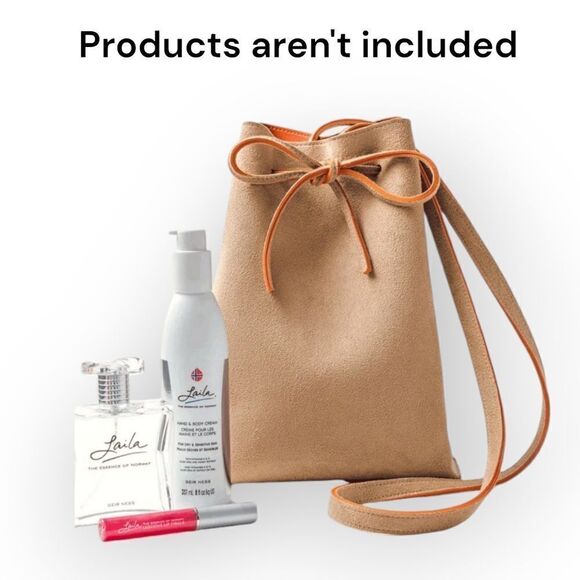 Laila GEIR NESS Suede Beige Orange Bucket Shoulder Bag With Coin Purse + Belt - Picture 4 of 13